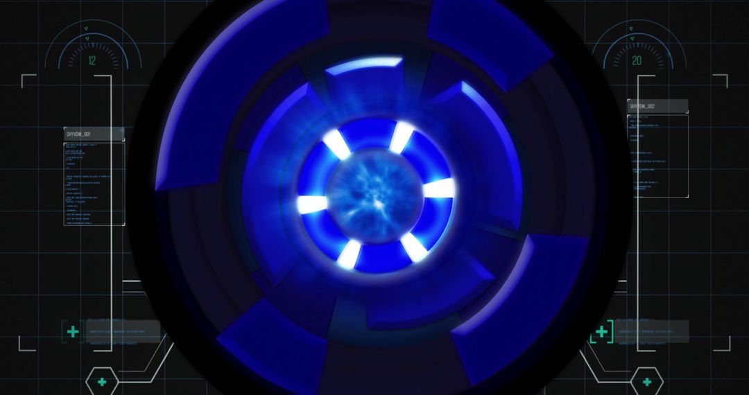 Futuristic Data Processing Interface with Neon Blue Scanner