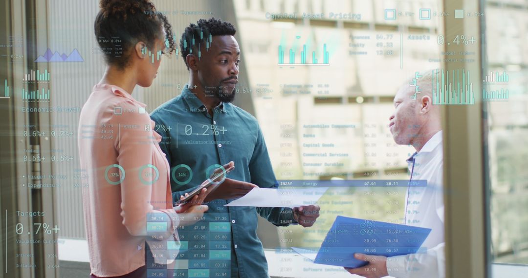 Diverse Business Team Analyzing Data Graphics with Teamwork Concept