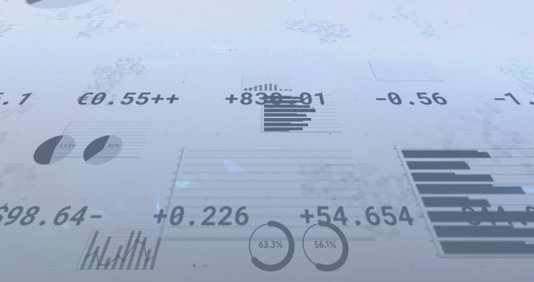 Futuristic Display of Digital Financial Data and Charts
