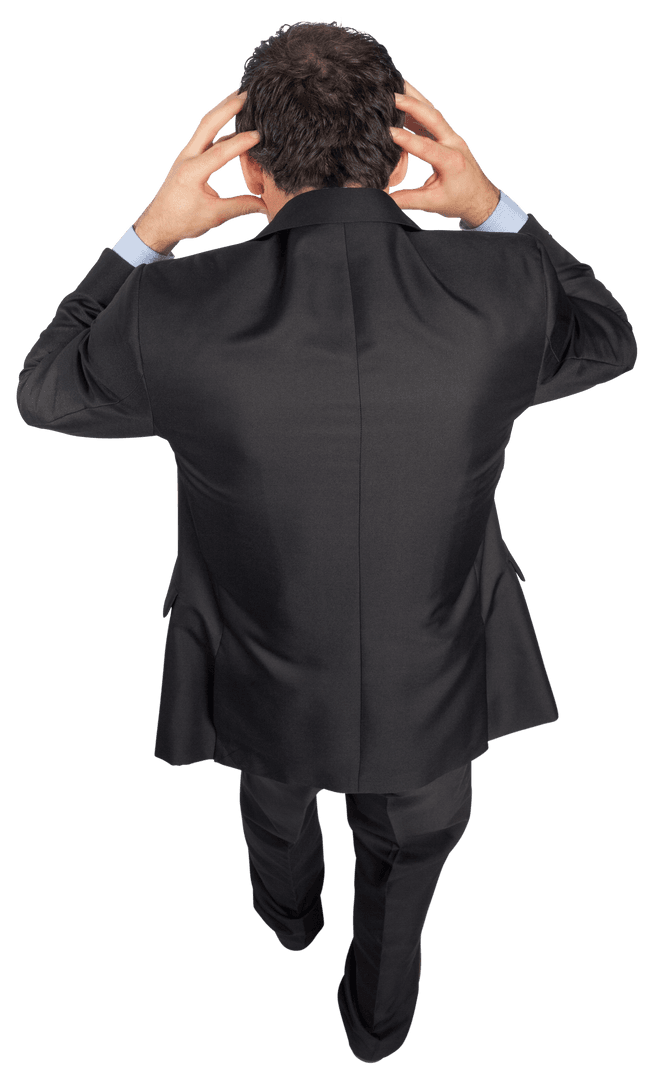 Transparent View of Stressed Businessman Touching Head