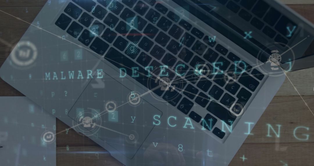 Cybersecurity Concept: Malware Detection Text Over Laptop Keyboard