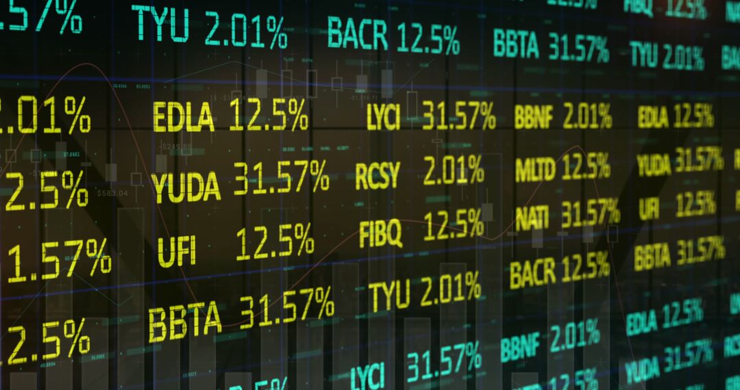 Digital Stock Market Ticker Display with Financial Statistics