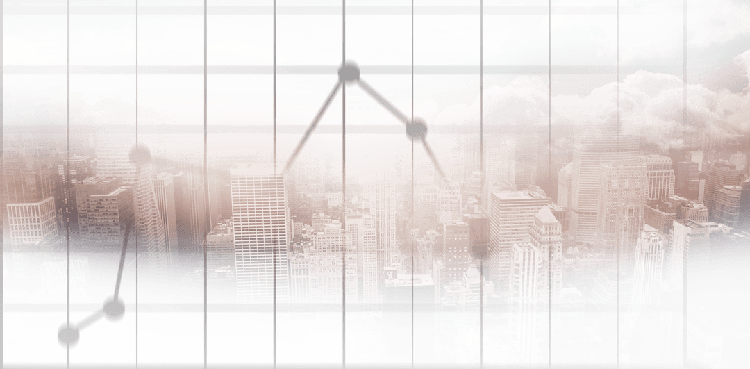 Transparent Cityscape with Overlaid Statistic Chart Illustration