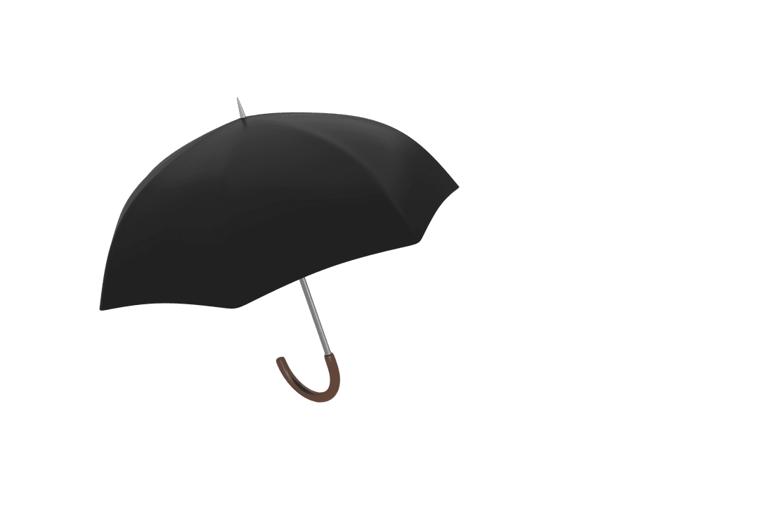 Black Umbrella Transparent Background with Copy Space Illustration