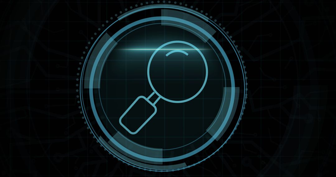 Futuristic Online Security Interface with Magnifying Glass Icon