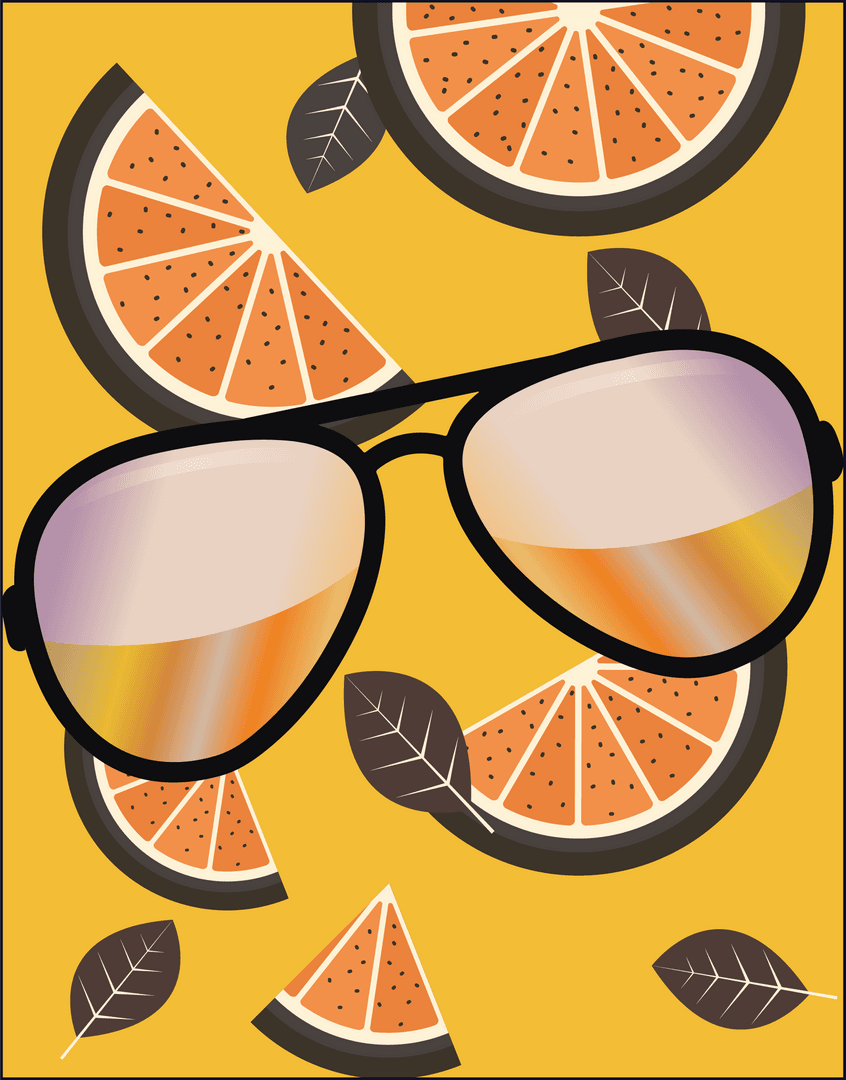 Aviator Sunglasses and Citrus Slices on Bright Design