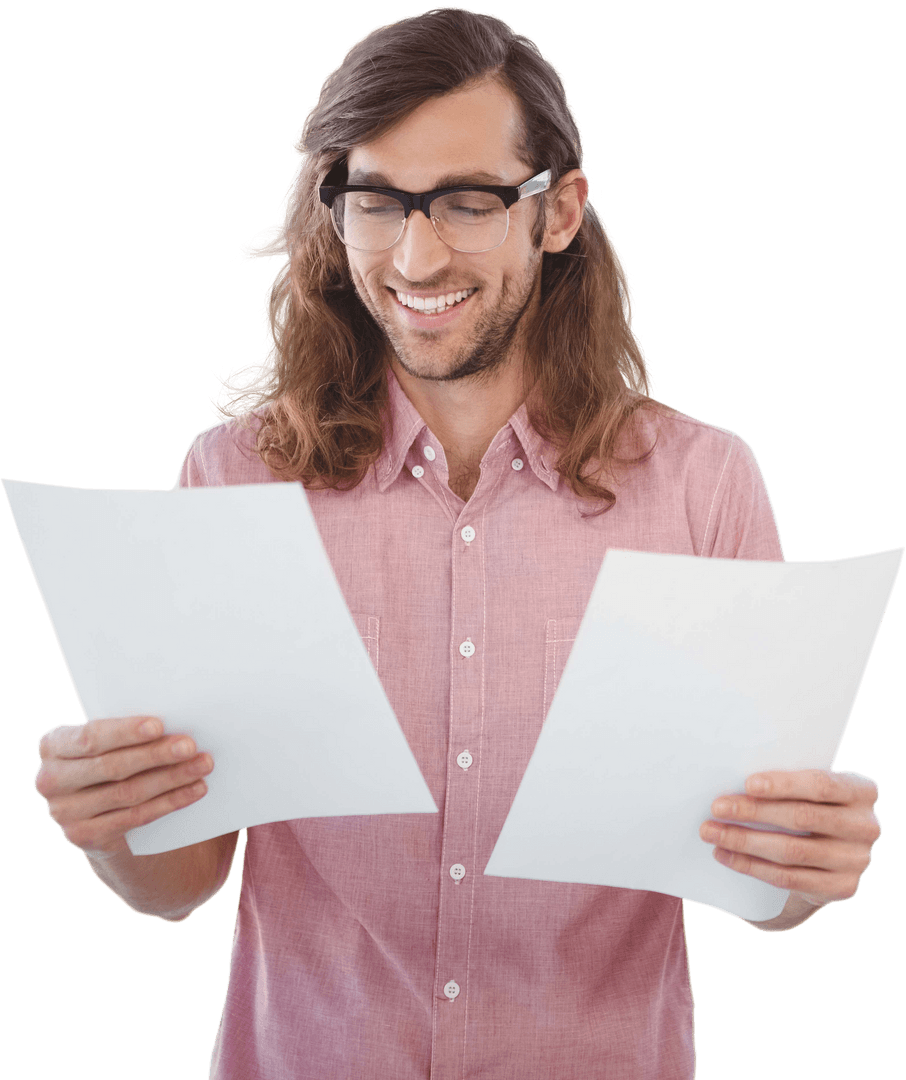 Happy Professional Review Document with Cheerful Expression Transparent