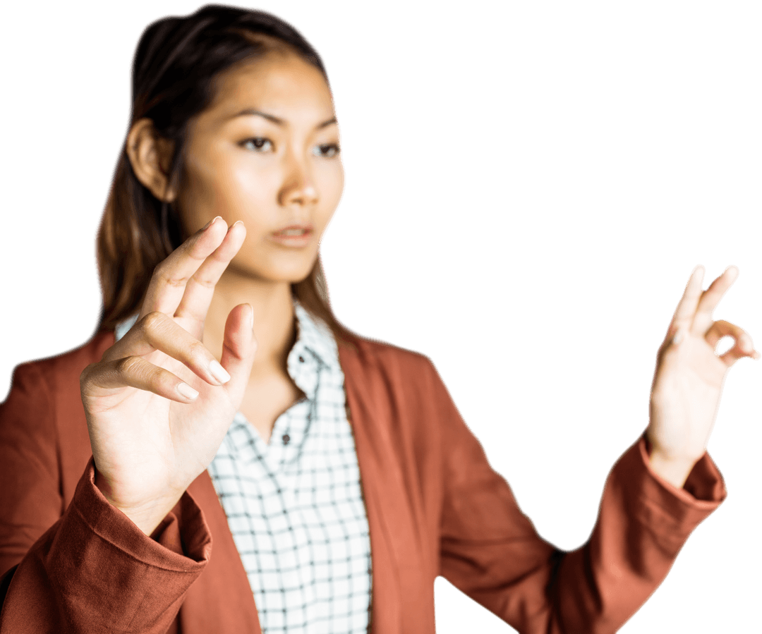 Businesswoman Using Futuristic Transparent Technology Interface
