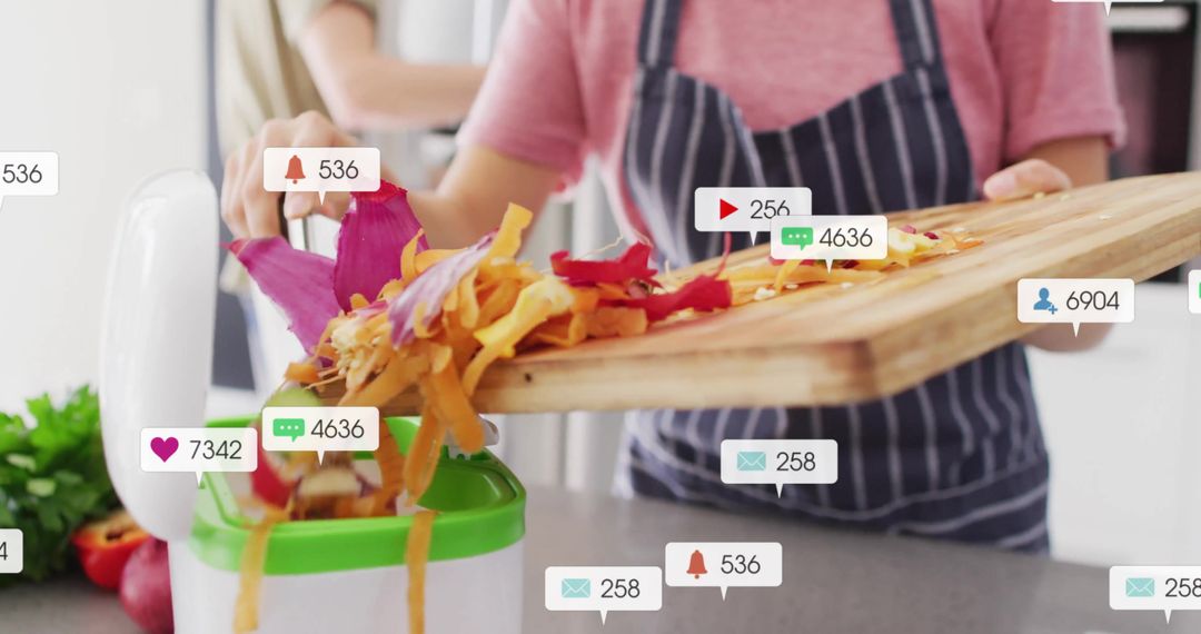 Home Cook Interacting with Technology and Fresh Ingredients