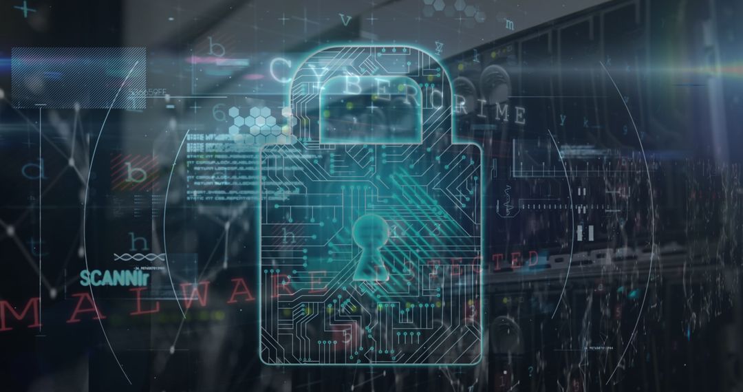 Futuristic Cybersecurity Abstract with Circuit Padlock