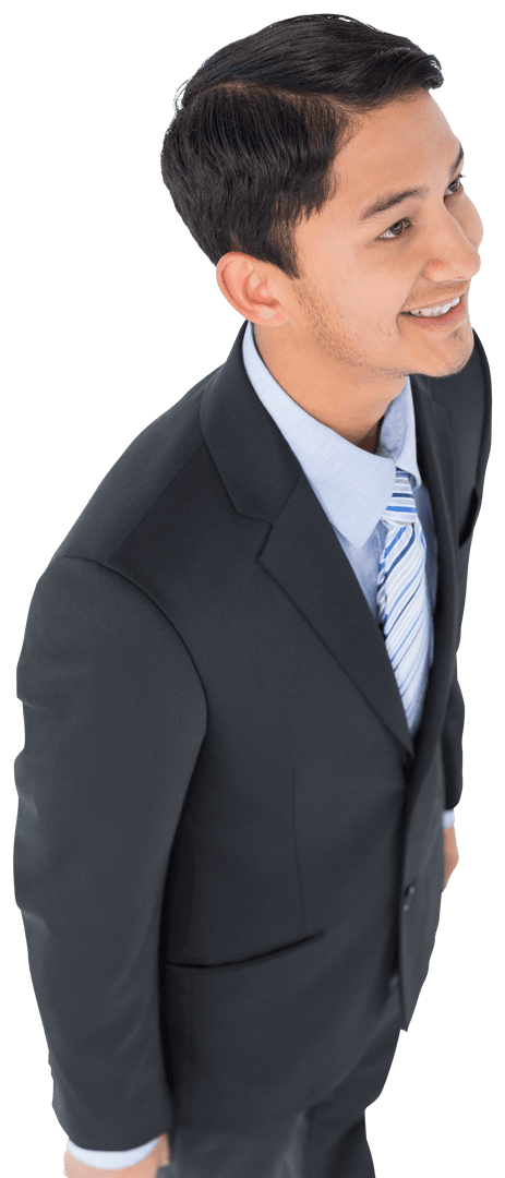 Happy Biracial Businessman Isolated on Transparent Background