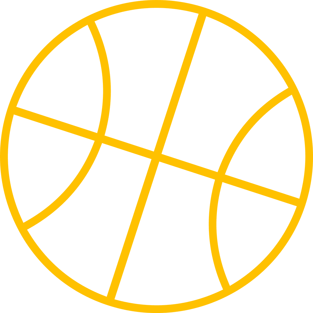 Abstract Transparent Basketball Illustration in Minimal Line Art Style