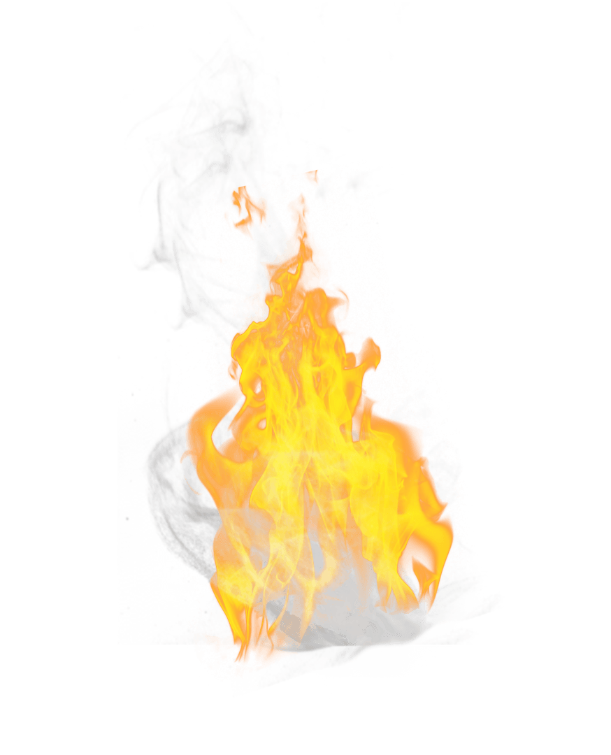 Fire Element Transparent Flames Isolated on White Background