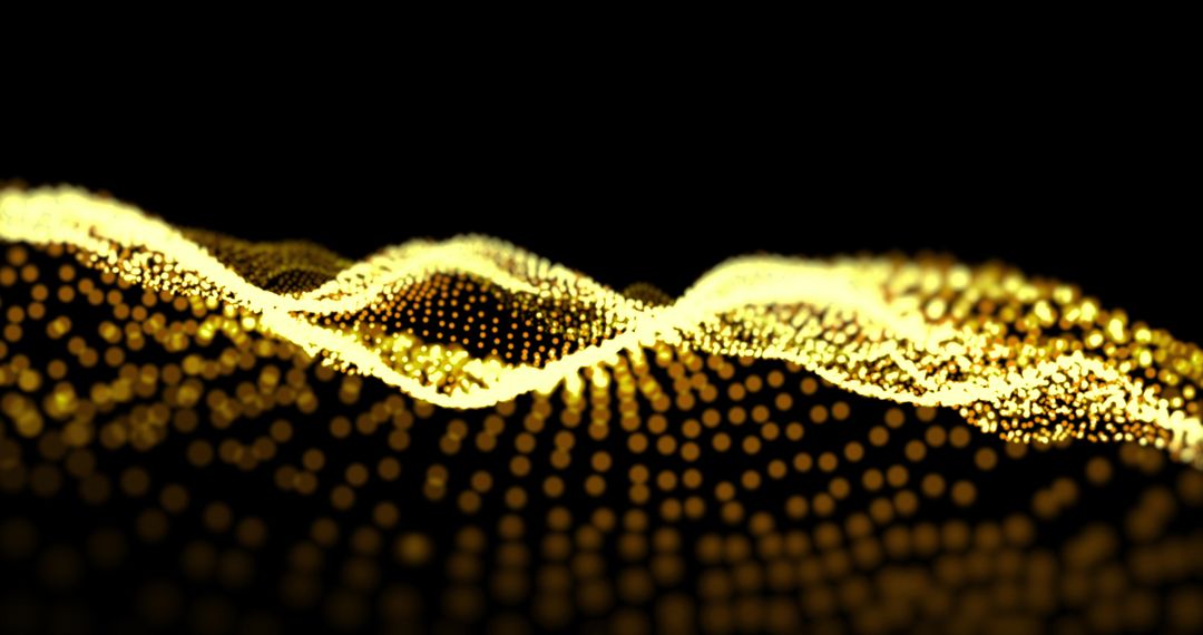 Yellow Dots Forming Dynamic Mesh on Black Background
