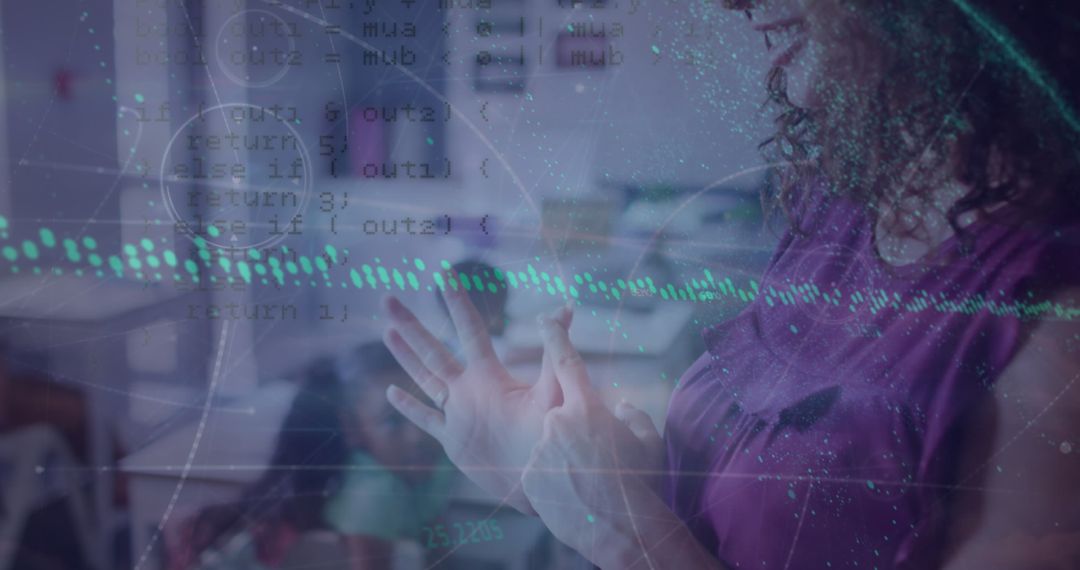 Teacher Using Technology in Modern Classroom