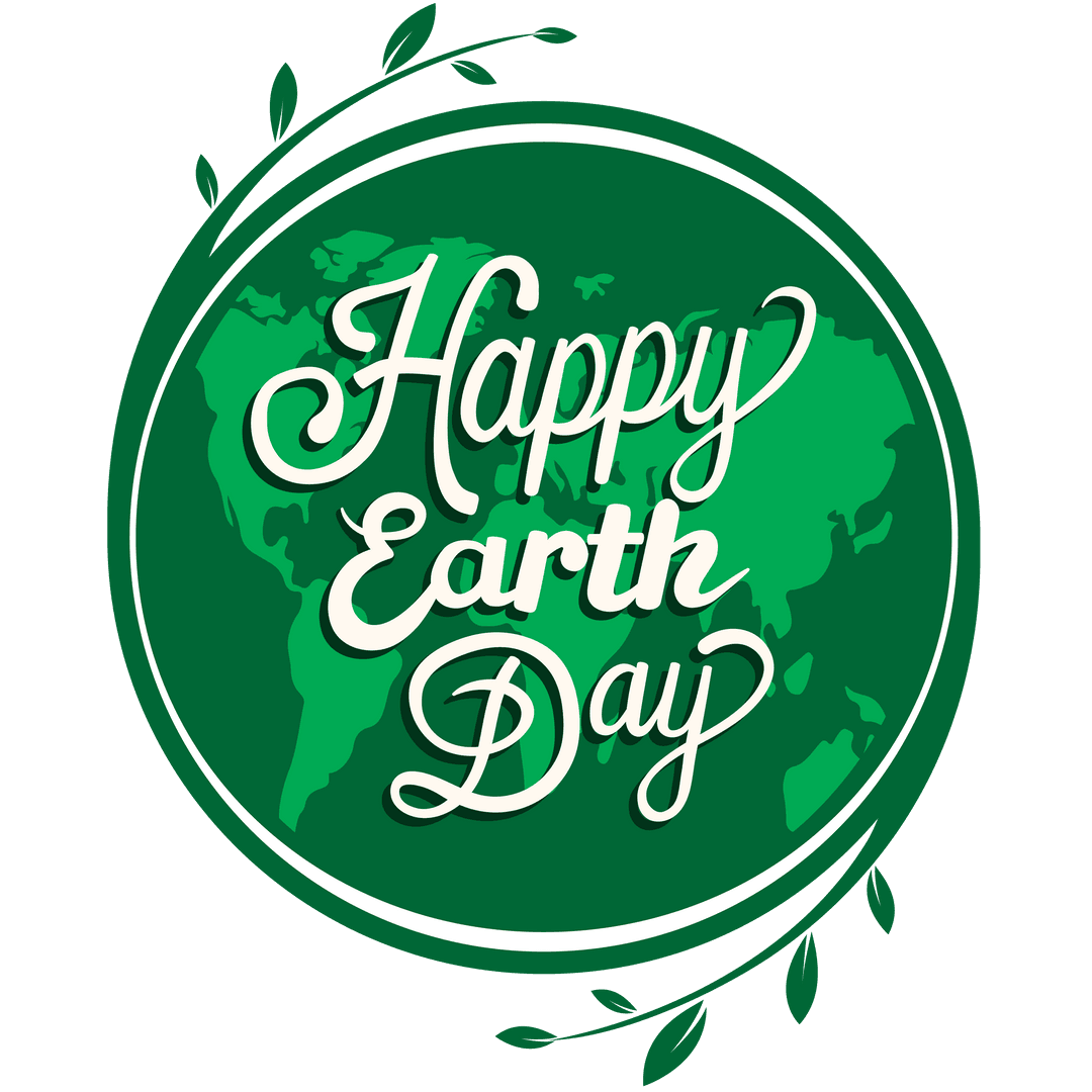 Happy Earth Day Globe Illustration on Transparent Background