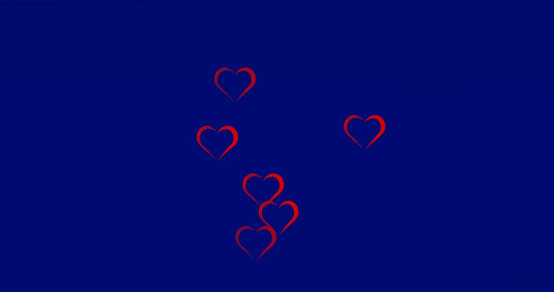 Red Heart Shapes on Blue Background Holographic Illustration