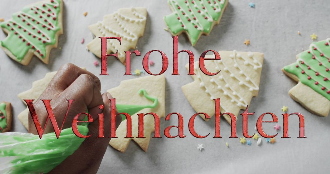 Frohe Weihnachten Text Over Christmas Cookie Decoration