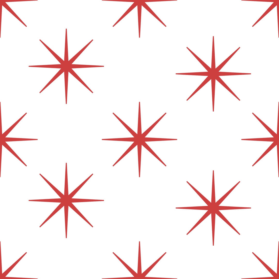 Red star shape pattern on transparent background