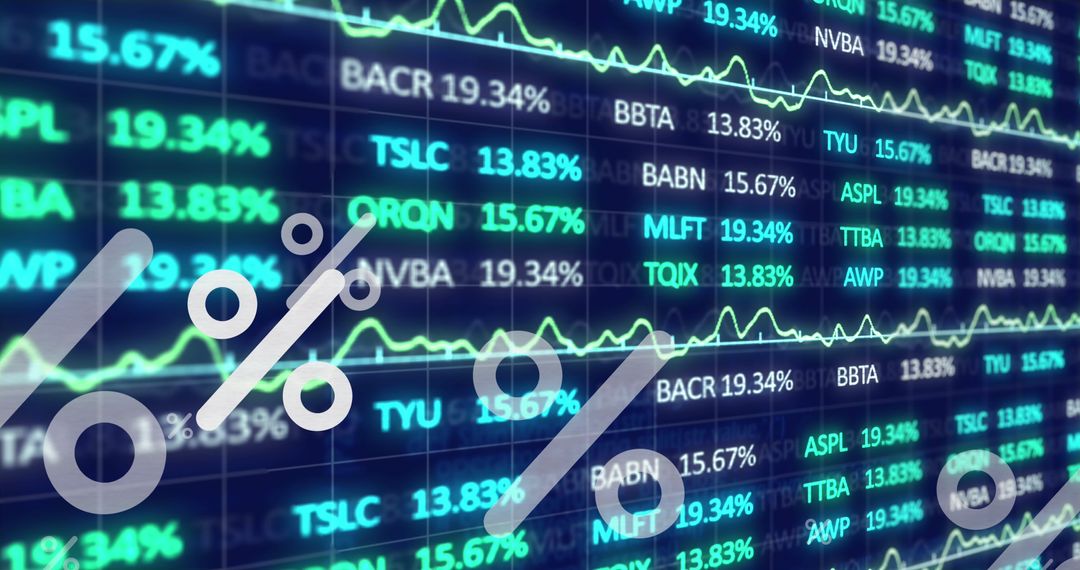 Digital Financial Data with Highlighted Percentage Symbols