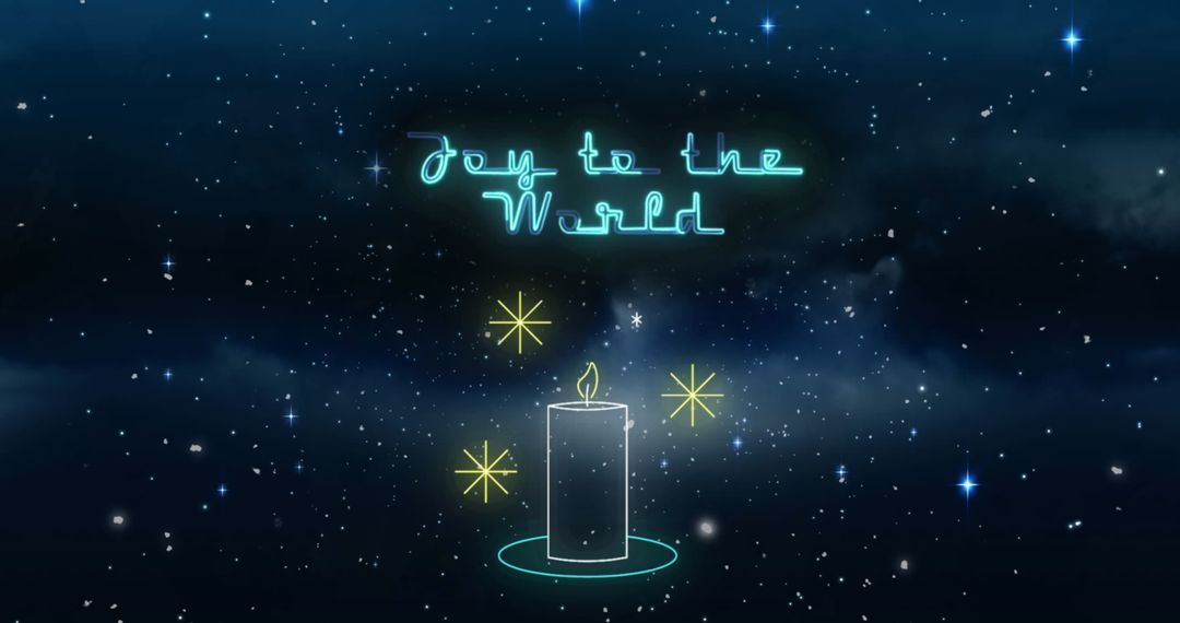 Joy to the World Festive Candle Design with Falling Snowflakes