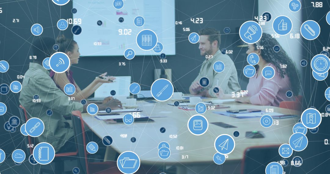 Diverse Colleagues Engaged in Modern Digital Networking Meeting