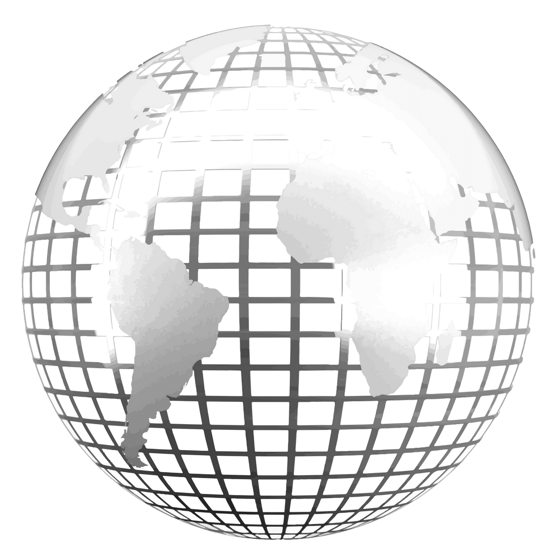 Silver Globe with Transparent Background Featuring Continents