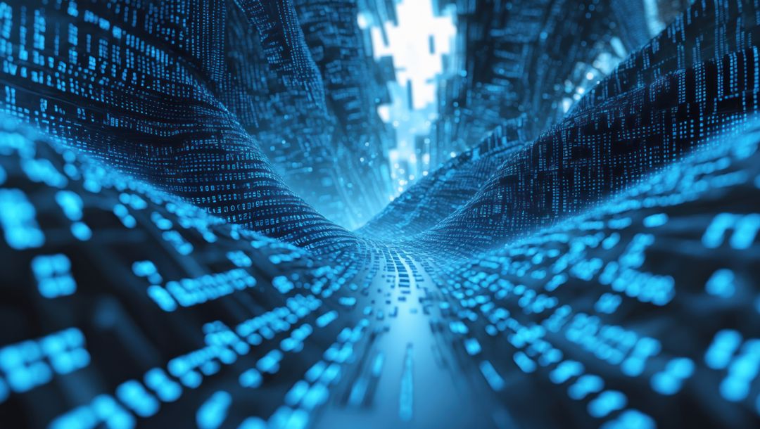 Futuristic Digital Binary Tunnel in Virtual Cyberspace