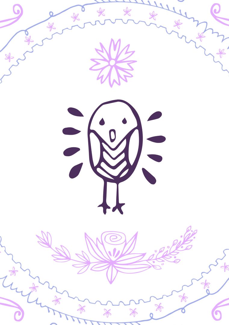 Whimsical Bird Illustration with Floral Elements for Baby Showers and Spring Events - Download Free Stock Templates Pikwizard.com