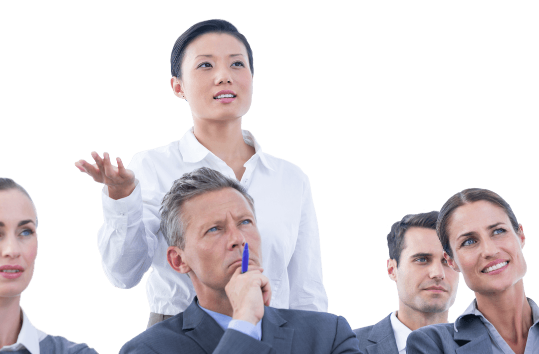 Transparent Business Team Engaging in Corporate Meeting Discussion