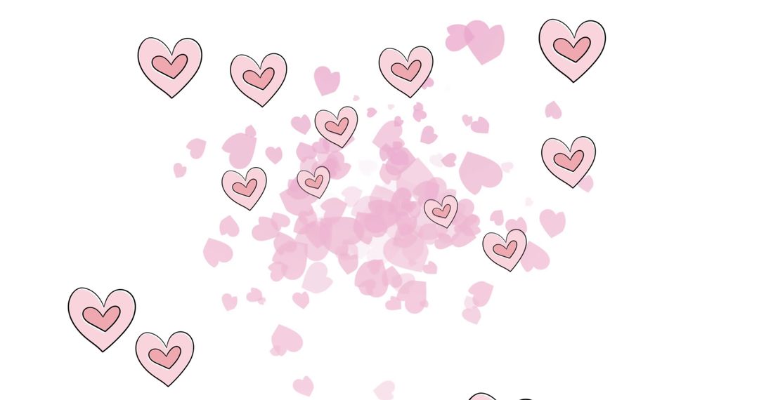 Floating Pink Hearts on White Background for Romance Concepts