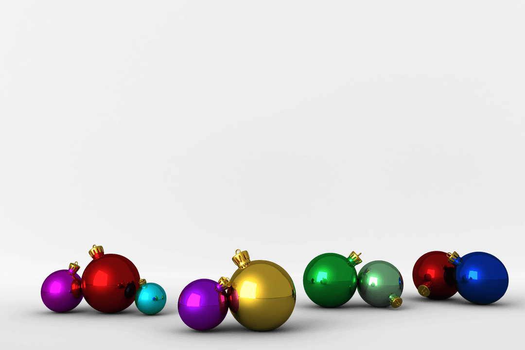 Colorful Christmas Ornaments on Transparent Background for Festive Designs