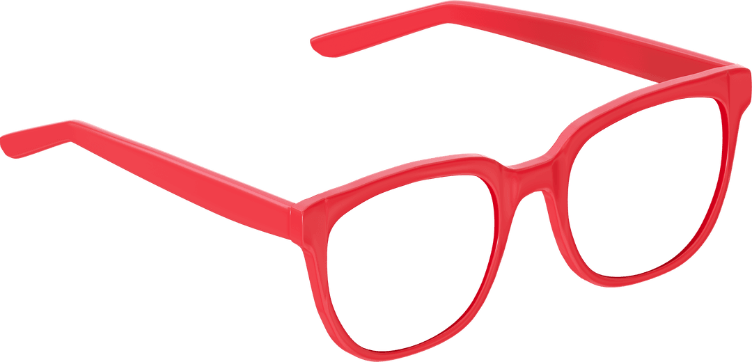 Transparent Red Eye Glasses Closeup Overview