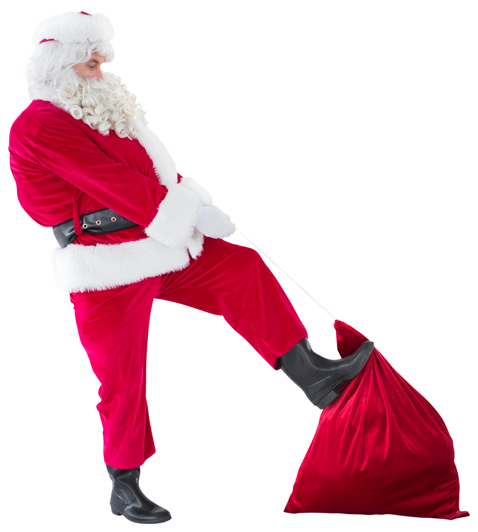 Transparent Santa Claus Lifting Red Sack Full of Gifts Isolated - Download Free Stock Images Pikwizard.com