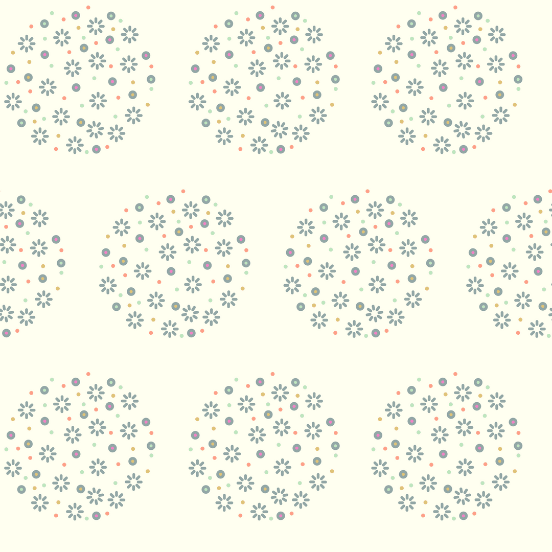 Floral Circle Pattern on Yellow and Transparent Background