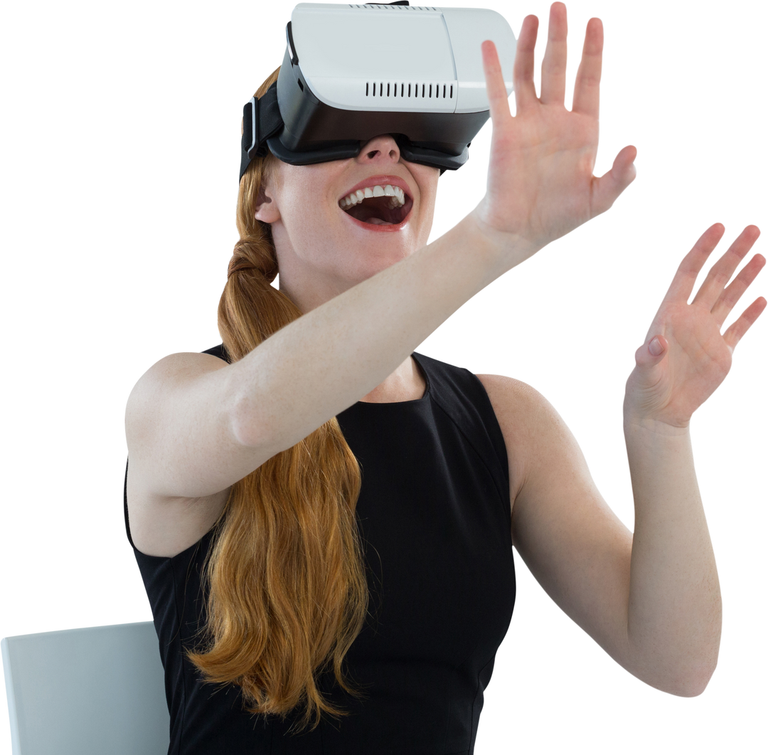 Joyful Woman With Virtual Reality Headset Engaged in Simulation - Download Free Stock Images Pikwizard.com