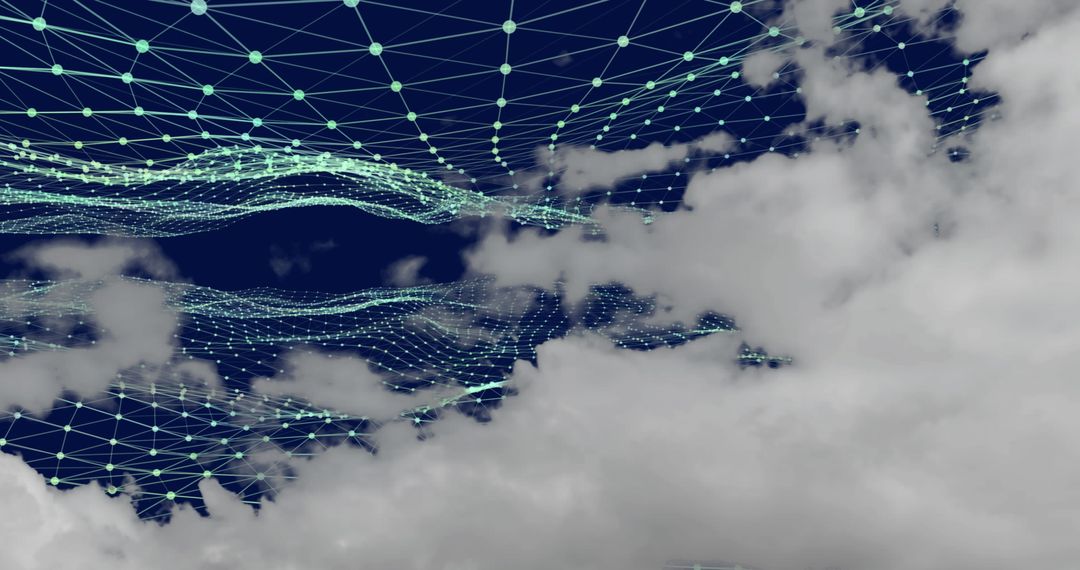 Abstract Cloudscape with Network Grid Overlay