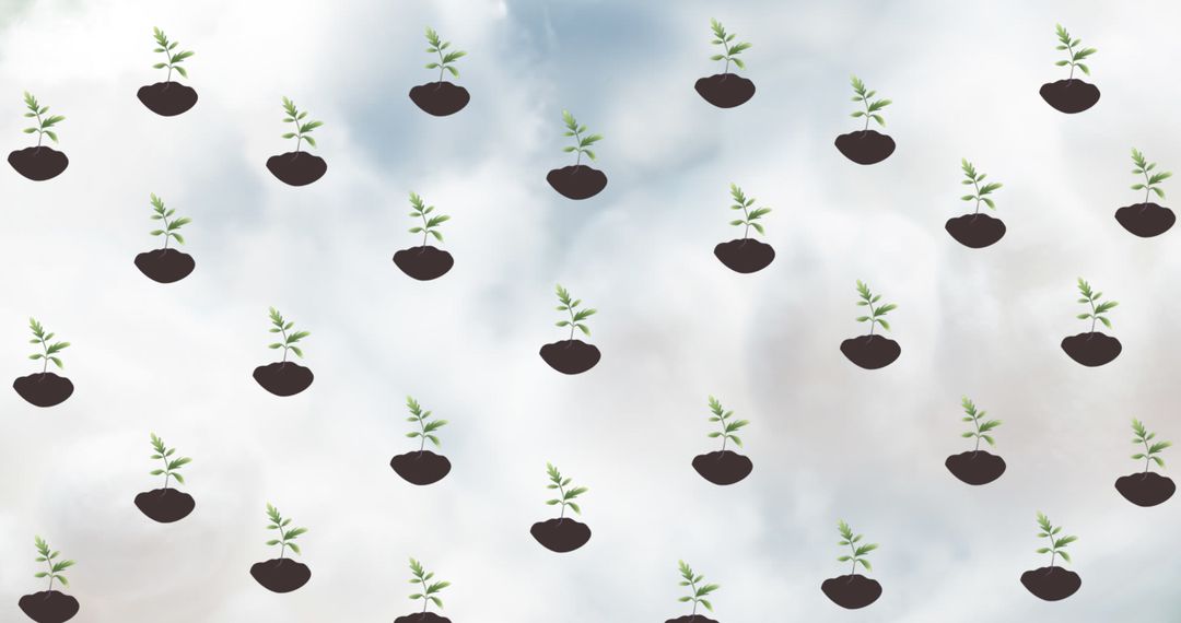 Small Plant Seeding Growing on Earth Pattern Background Concept