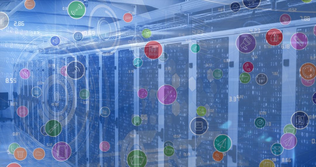 Digital Icons Overlapping Server Infrastructure in Data Center