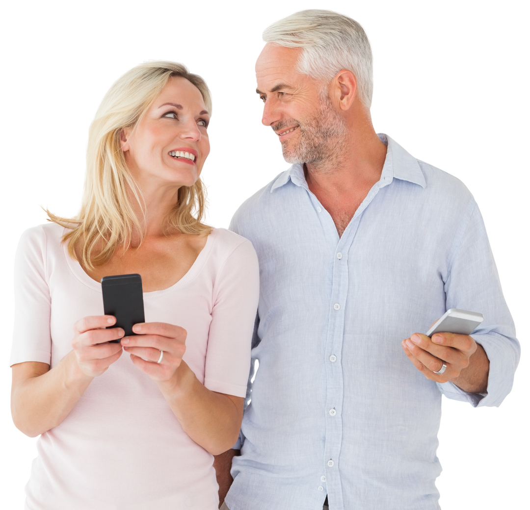 Senior Couple Holding Smartphones with Transparent Smiles - Download Free Stock Images Pikwizard.com