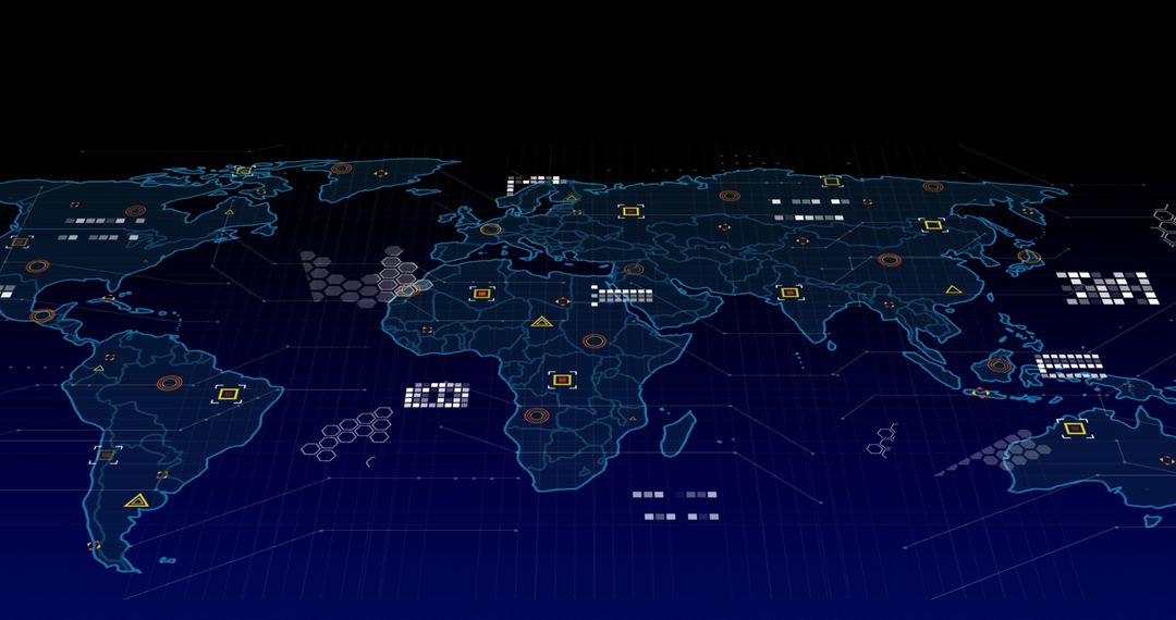 Digital Data Processing Network on Global Map