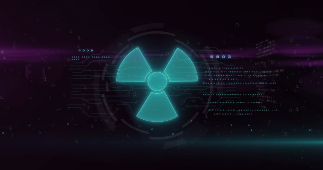 Glowing Nuclear Radiation Symbol in Digital Environment
