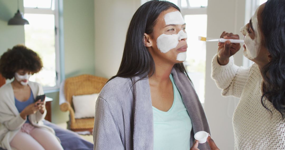 Diverse Women Enjoying Relaxing Spa Day at Home