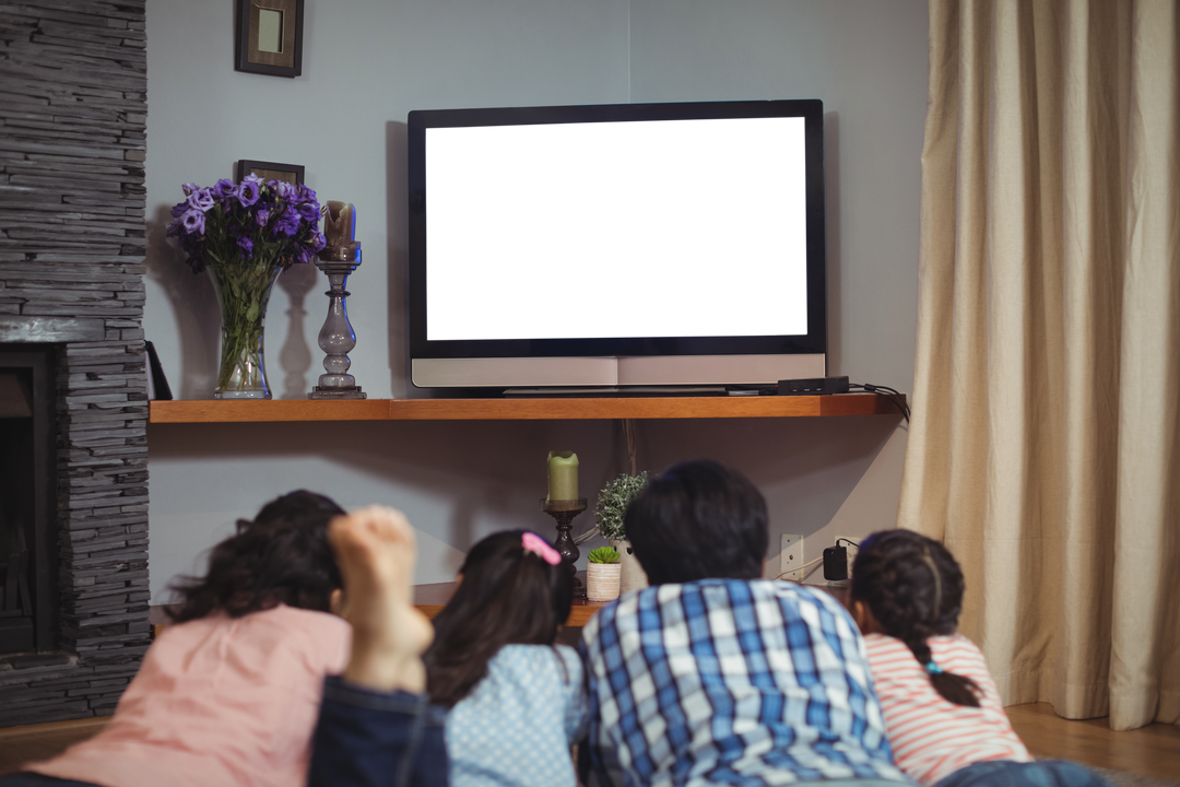 Transparent Rear View of Family Watching Television at Home - Download Free Stock Images Pikwizard.com