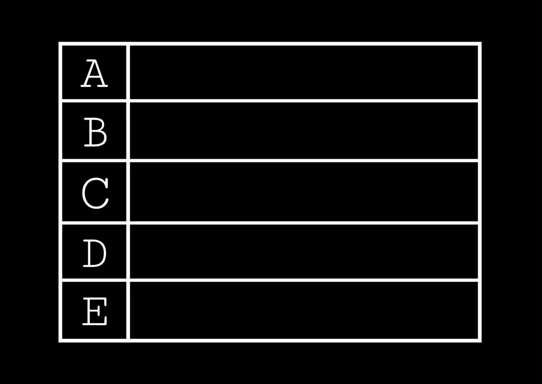 Minimalist Table With Alphabet Letters on Black Background