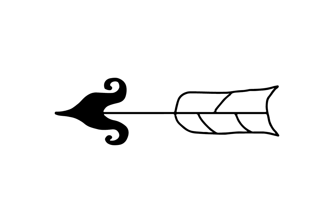Black Ornate Decorative Arrow on Transparent Background