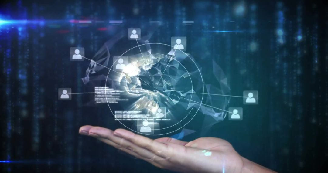 Hand Holding Digital Globe with Abstract Data Connections