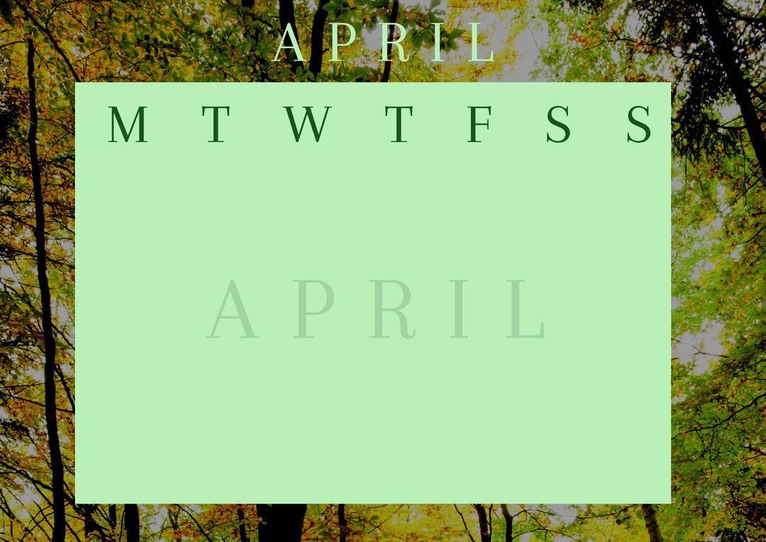 April Calendar Template with Nature Background - Download Free Stock Templates Pikwizard.com