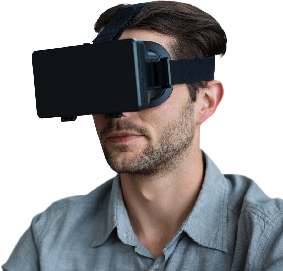 Businessman Using Transparent Virtual Reality Headset for Simulation - Download Free Stock Images Pikwizard.com