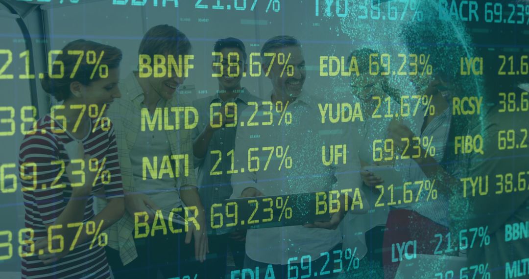 Business Team Analyzing Financial Data on Tablet and Phone